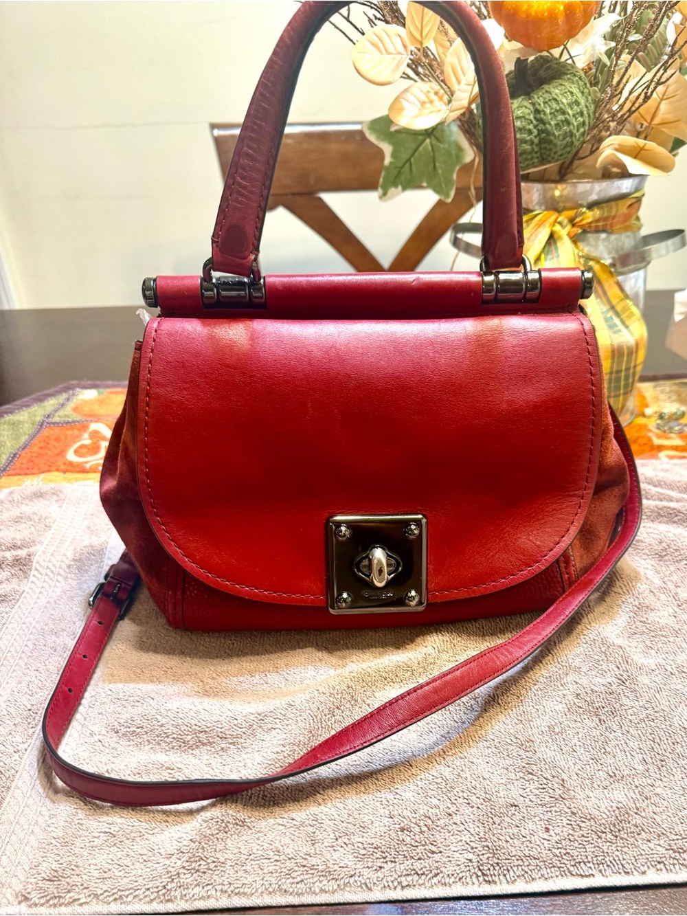 Coach Drifter Red Leather Top-Handle Crossbody Bag - Elegant Everyday Style